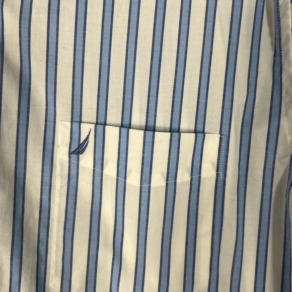 Nautica White and Blue Striped Button Down Shirt - Picture 10 of 11